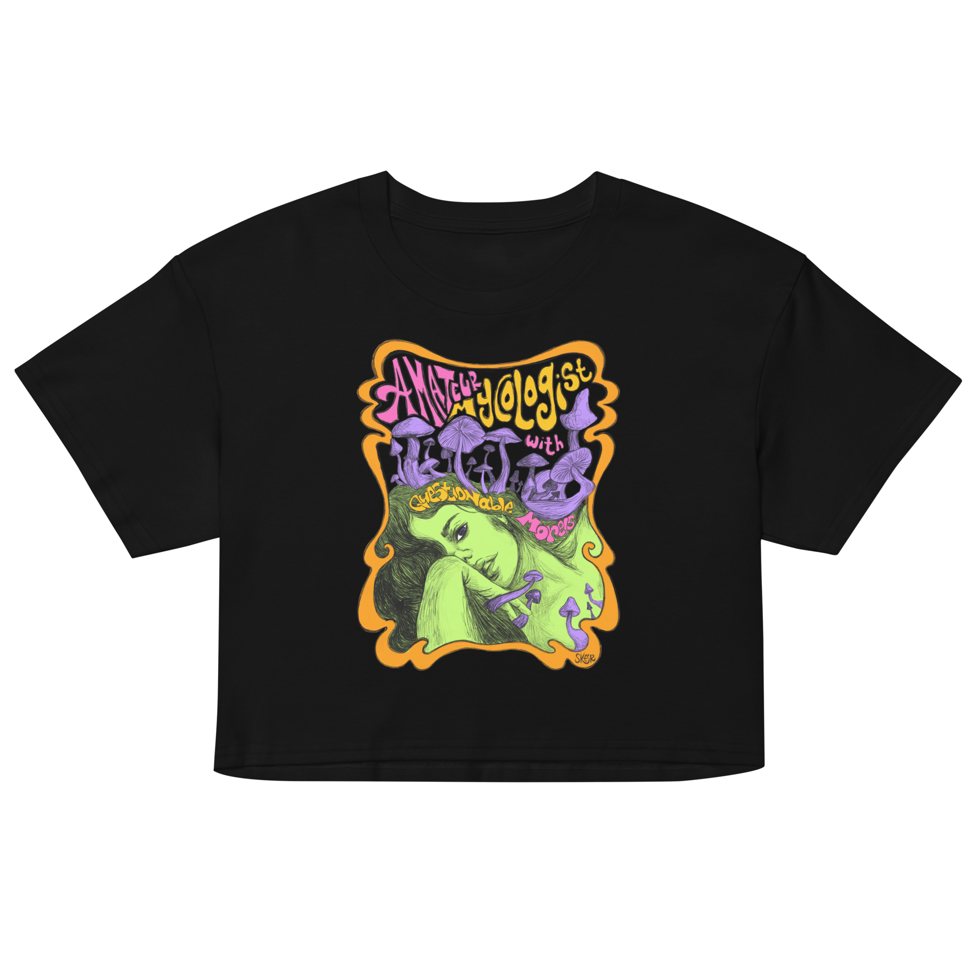 Amateur Mycologist with Questionable Morels black crop top