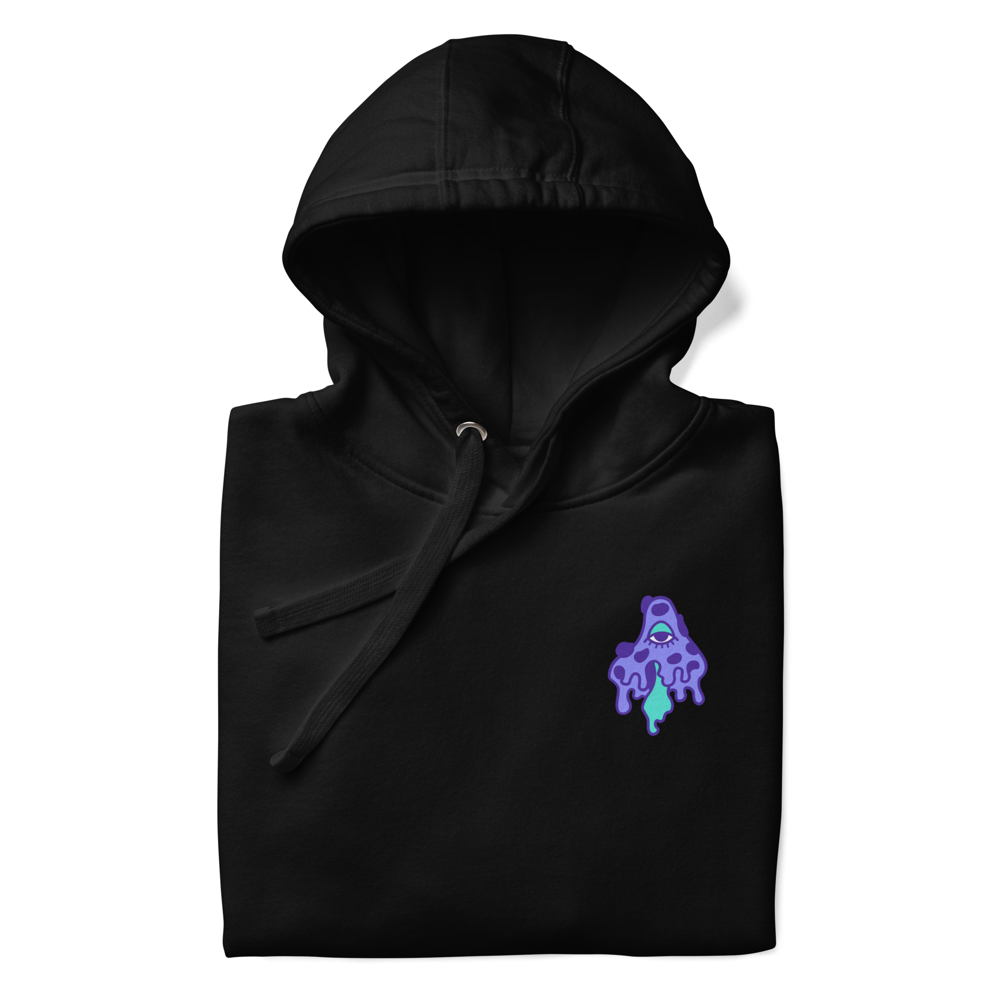 Amateur Mycologist with Questionable Morels black hoodie front detail