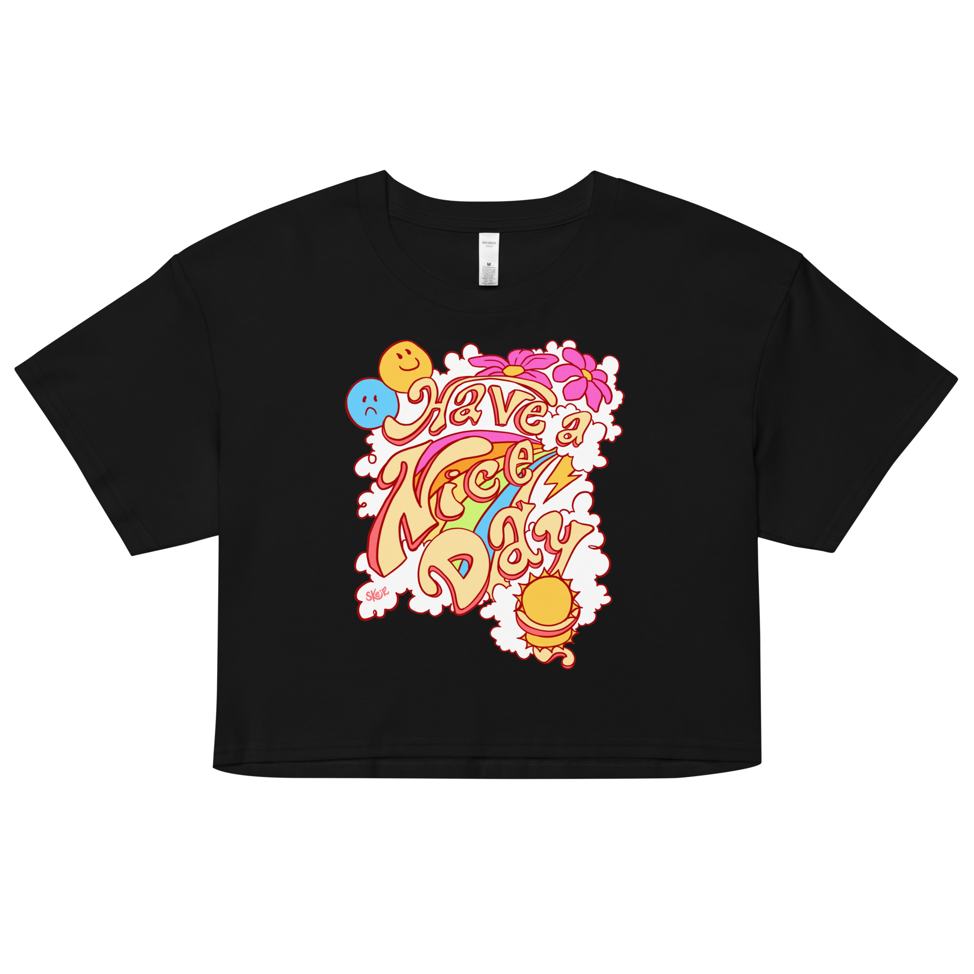 Have a Nice Day Black crop top