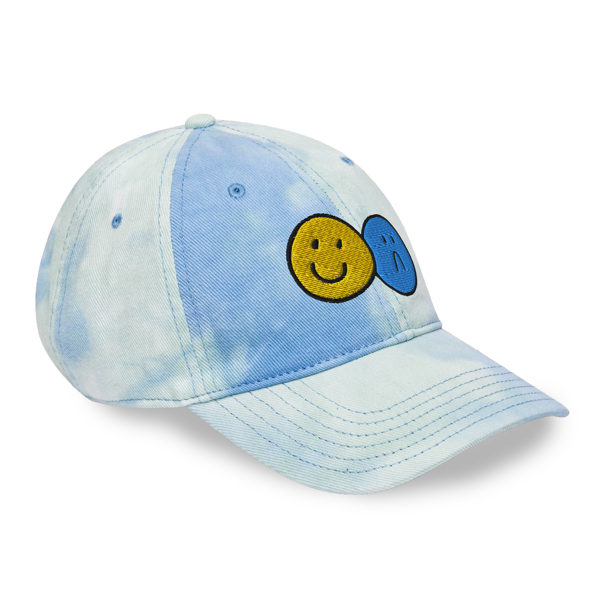 Happy/Sad Blue Tie-Dye Baseball Hat