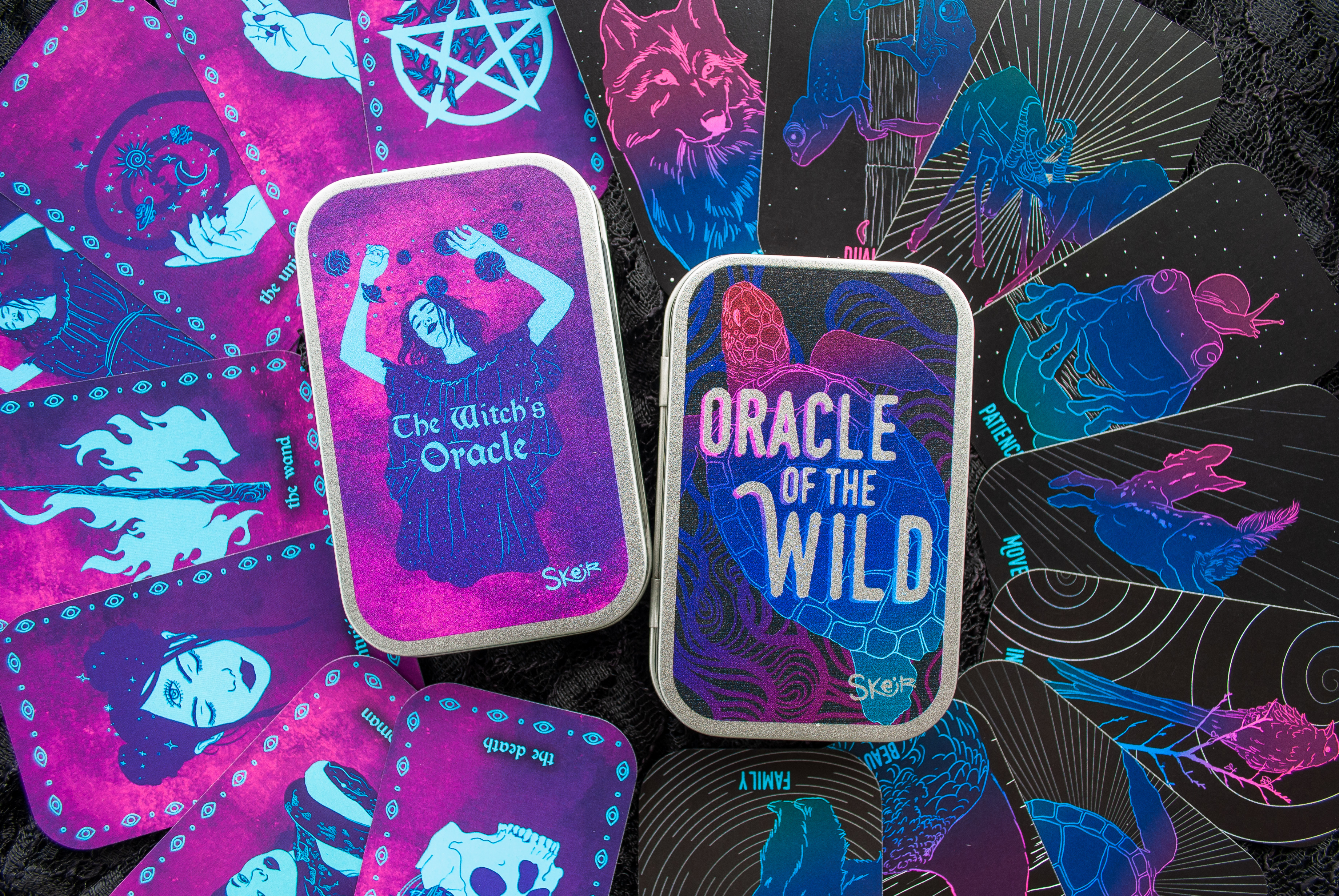 The Witch's Oracle and Oracle of the Wild mint tin mini deck bundle