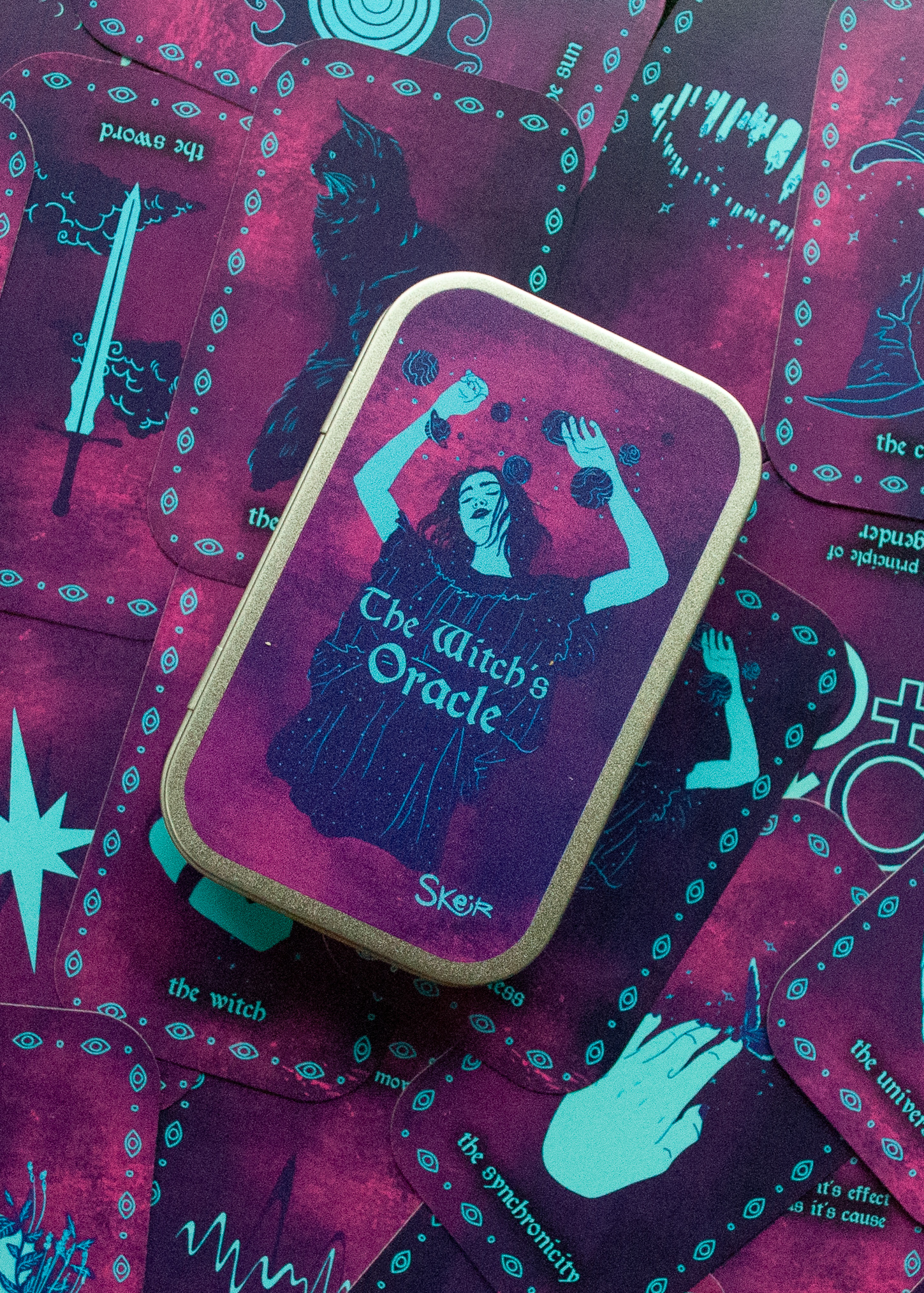 Cards and tin box from The Witch's Oracle
